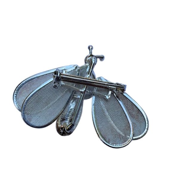 Vintage 60s Trembler Brooch Silver Gold Tone Mesh Butterfly Pin - Picture 4 of 5